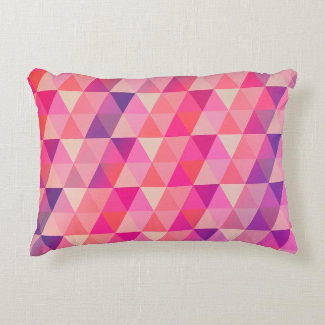 Trendy Pink Purple Geometric Pattern Decorative Cushion (Front)