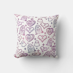 Trendy Pink Purple Ghost Halloween Decor Cushion