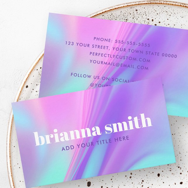 Trendy pink purple pastel gradient business card (Trendy pink purple pastel gradient business card)