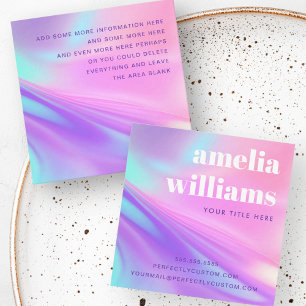 Trendy pink purple pastel gradient square business card