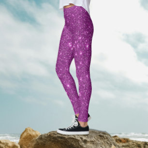 Trendy Pink Purple Sparkling Glittery Party  Leggings