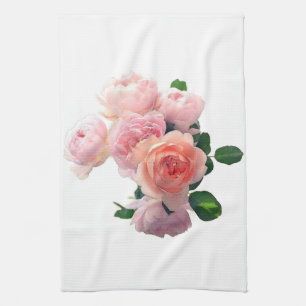 Trendy Pink Red Roses Modern Floral Template Tea Towel