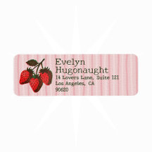 Trendy Pink Red Strawberries & Stripes Long Name