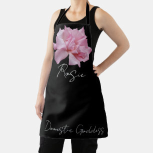 Trendy pink rose black cute beautiful girly apron