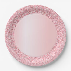 Trendy Pink Rose Gold Colour Glitter Blank Templat Paper Plate
