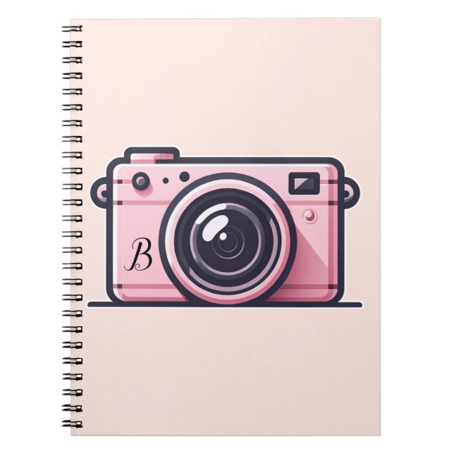 Trendy Pink Snapshot Shoot Camera Photography  Notebook (Front)