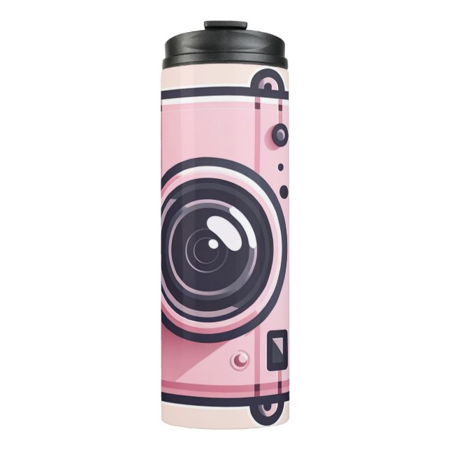 Trendy Pink Snapshot Shoot Camera Photography  Thermal Tumbler (Front)