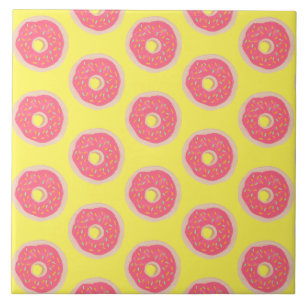 Trendy Pink Sprinkles Donuts Fun Pattern Ceramic Tile
