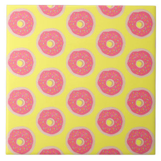 Trendy Pink Sprinkles Doughnuts Fun Pattern Ceramic Tile