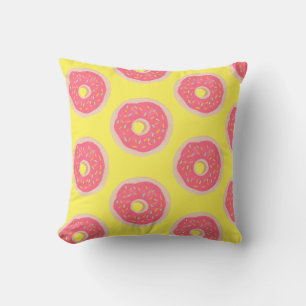 Trendy Pink Sprinkles Doughnuts Pattern Fun  Cushion