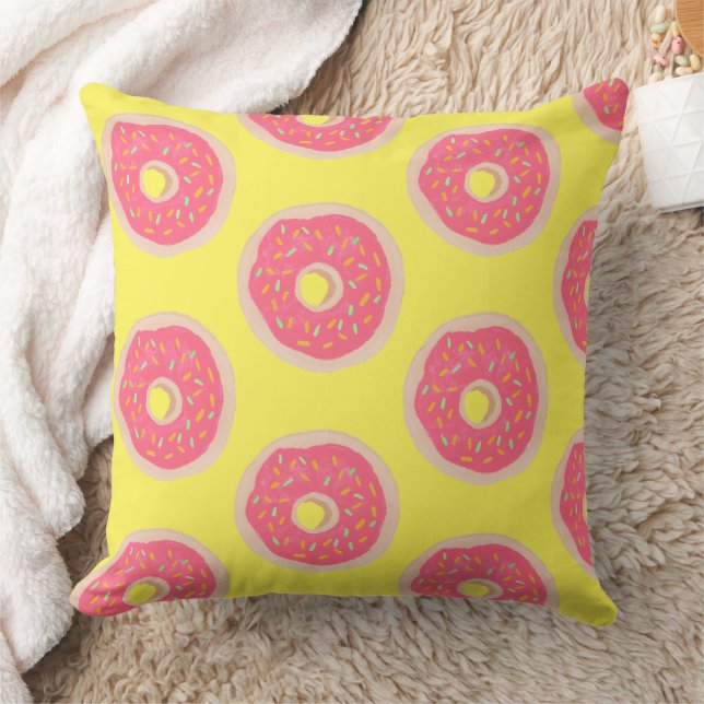 Trendy Pink Sprinkles Doughnuts Pattern Fun Party  Cushion (Blanket)