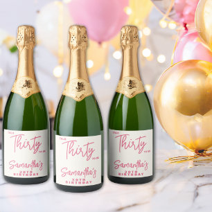 Trendy Pink Talk Thirty To Me 30th Birthday Wine Label