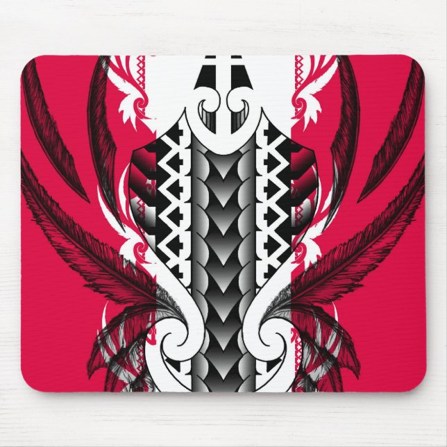 Trendy pink tattoo designs with polynesian tribals mouse pad (Front)