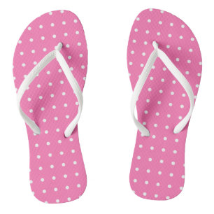 Trendy Pink Template White Dots Rustic Pattern Thongs
