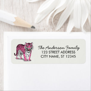 Trendy Pink Tiger Return Address  Label