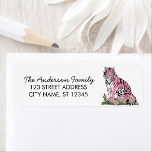 Trendy Pink Tiger Return Address  Label