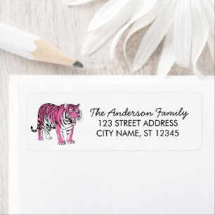 Trendy Pink Tiger Return Address  Label