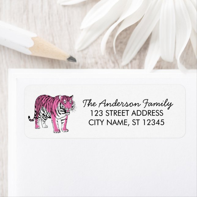Trendy Pink Tiger Return Address  Label (Insitu)