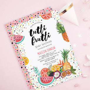 Trendy   Pink   Tropical Tutti Frutti Baby Shower Invitation