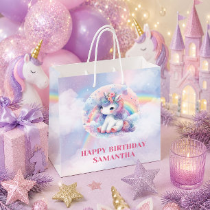 Trendy Pink Unicorn Magic Girl Birthday Gift Bag