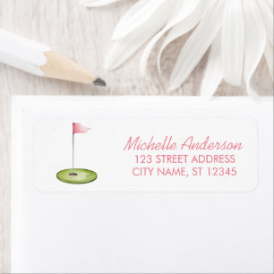 Trendy Pink Watercolor Golf Golfers Return Address Label