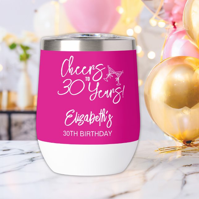 Trendy Pink Whimsical Hand Drawn 30th Birthday (Creator Uploaded)