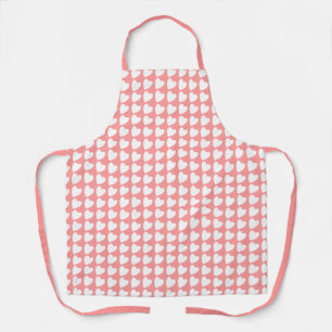 Trendy Pink White Heart Pattern Apron