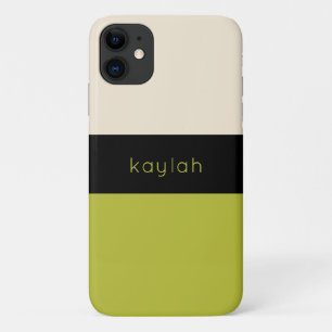 Trendy Pistachio Green Colour Block with Name iPhone 11 Case