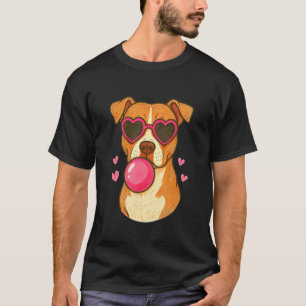 Trendy Pitbull Wearing Pink Glasses And Blowing Pi T-Shirt