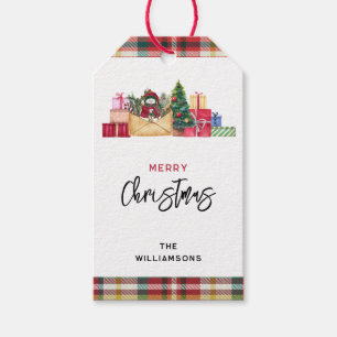 Trendy Plaid Family Christmas Red Green Holidays Gift Tags