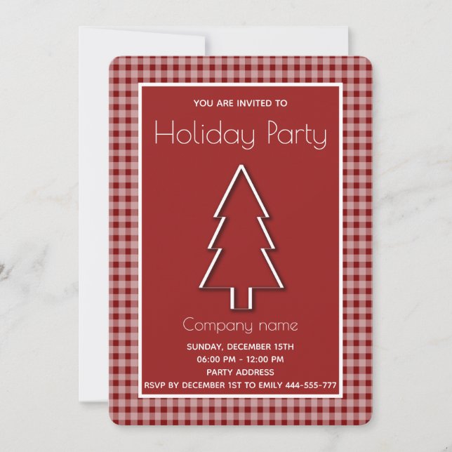 Trendy plaid winter cheerful  Christmas tree  Invitation (Front)