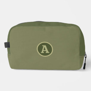 Trendy Plain Army Green Personalised Letter. Dopp Kit
