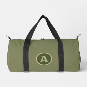 Trendy Plain Army Green Personalised Letter. Duffle Bag