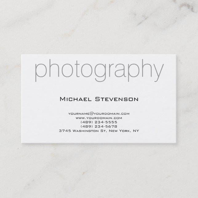 Trendy Plain Black White Chic Business Card (Front)