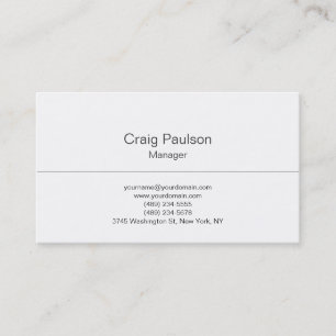 Trendy Plain Black White Manager Business Card