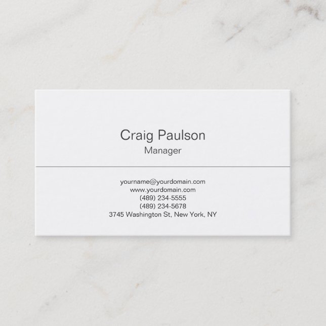 Trendy Plain Black White Manager Business Card (Front)
