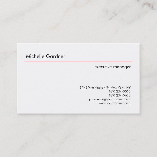 Trendy Plain Creative Modern Minimalist Business Card (Front)