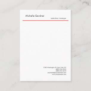 Trendy Plain Creative Modern Minimalist Red White Business Card