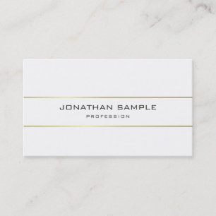 Trendy Plain Monogram Design Modern Gold Stripes Business Card