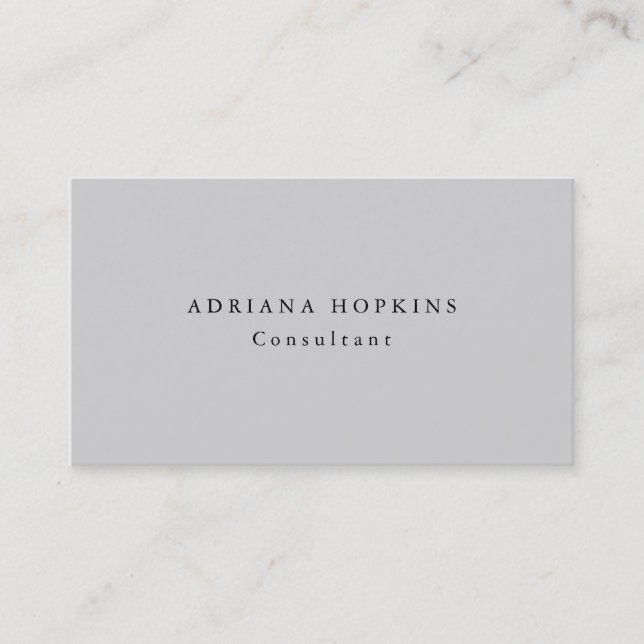 Trendy Plain Simple Light Grey Professional Business Card (Front)