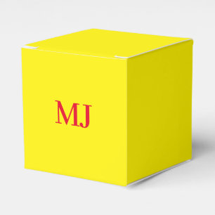 Trendy plain simple yellow red monogram initials favour box