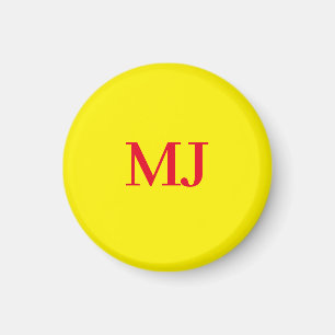 Trendy plain simple yellow red monogram initials magnet