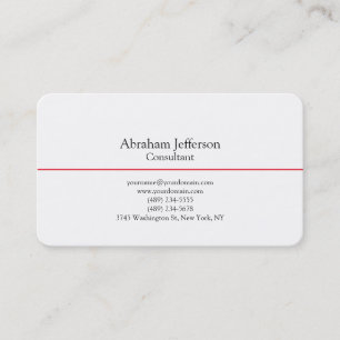Trendy Plain Stylish Black White Red Simple Business Card