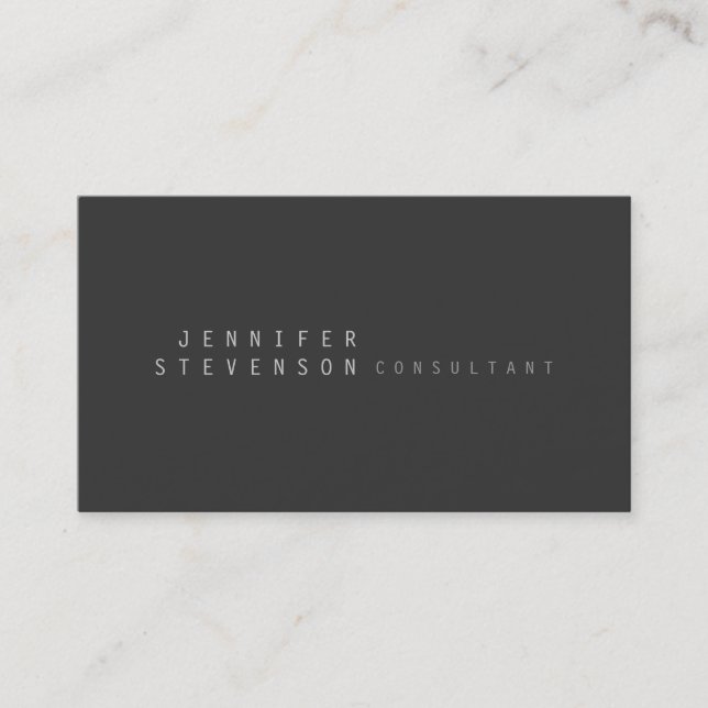 Trendy Plain Stylish Grey Clean Business Card (Front)