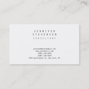 Trendy Plain White Contemporary Business Card