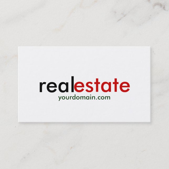 Trendy Plain White Real Estate Agent Business Card (Front)