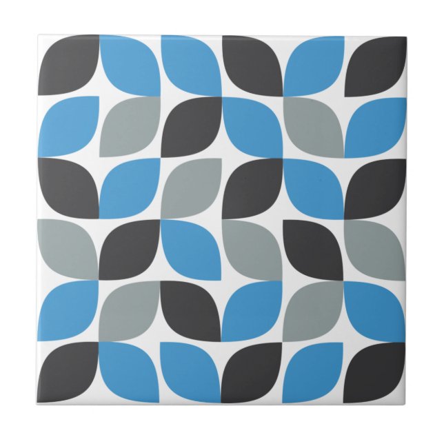 Trendy, playful, cool leaf pattern abstraction ceramic tile (Front)