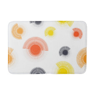 Trendy, playful, lively, cool, circular geometric bath mat