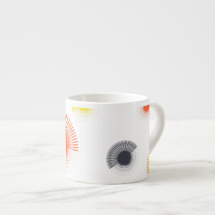 Trendy, playful, lively, cool, circular geometric espresso cup