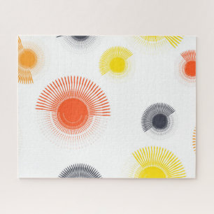 Trendy, playful, lively, cool, circular geometric jigsaw puzzle